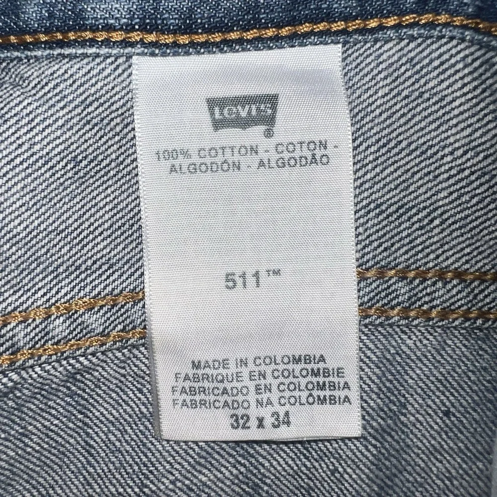 VTG Levi's 511 Jeans Men's Size 32 x 34 (32 x 30) Blue Denim Medium Wash Cut Hem